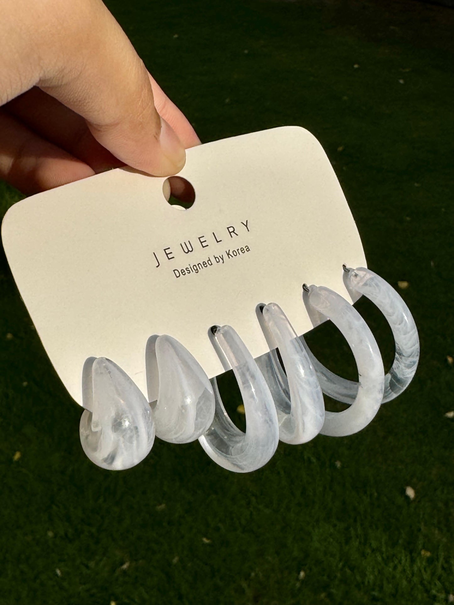 Elegant 3 Pairs Acrylic Hoops Set