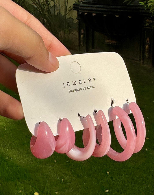 Elegant 3 Pairs Acrylic Hoops Set