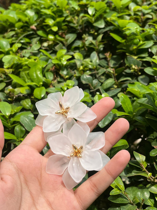 White Floral Earrings