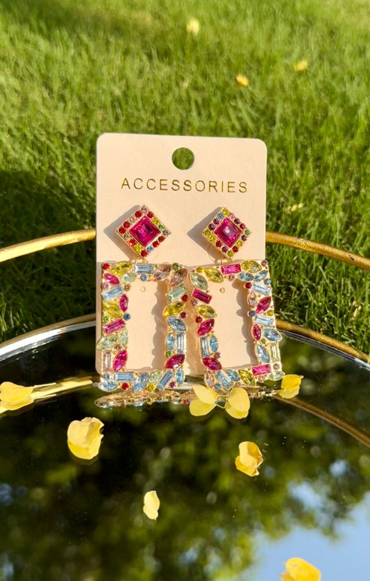 Exaggerated Multi Color Rectangle Hoops